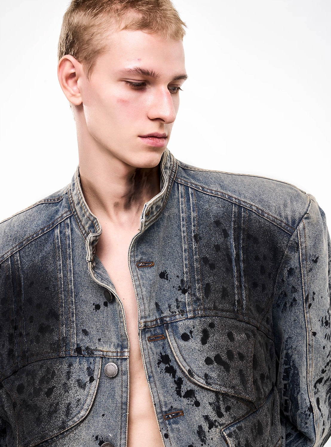 Wornout Tire Print Denim Jacket And Pant