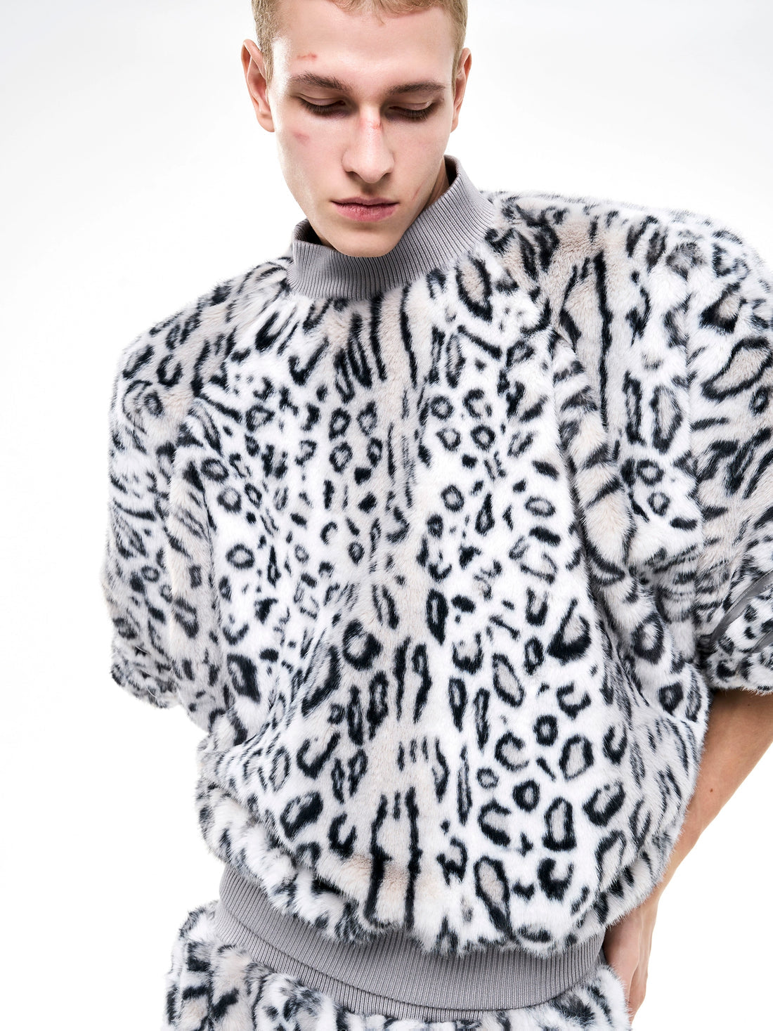 Leopard Print Fleece Fur Winter Sweatshirt And Pant