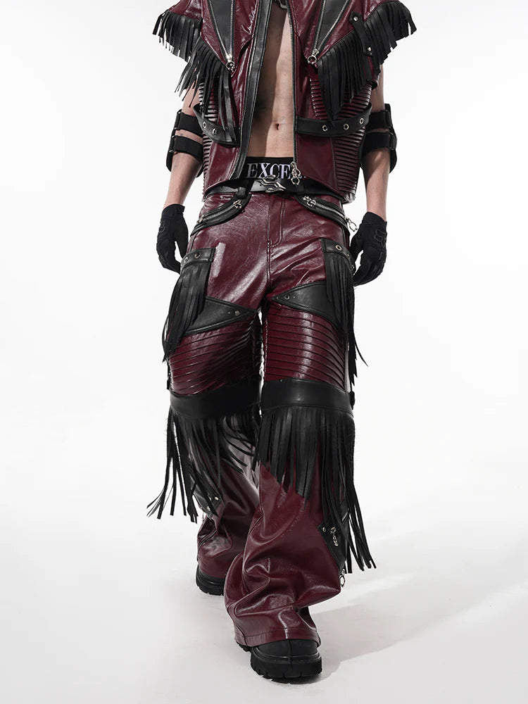 Leather Fringe Vest and Detachable Pants