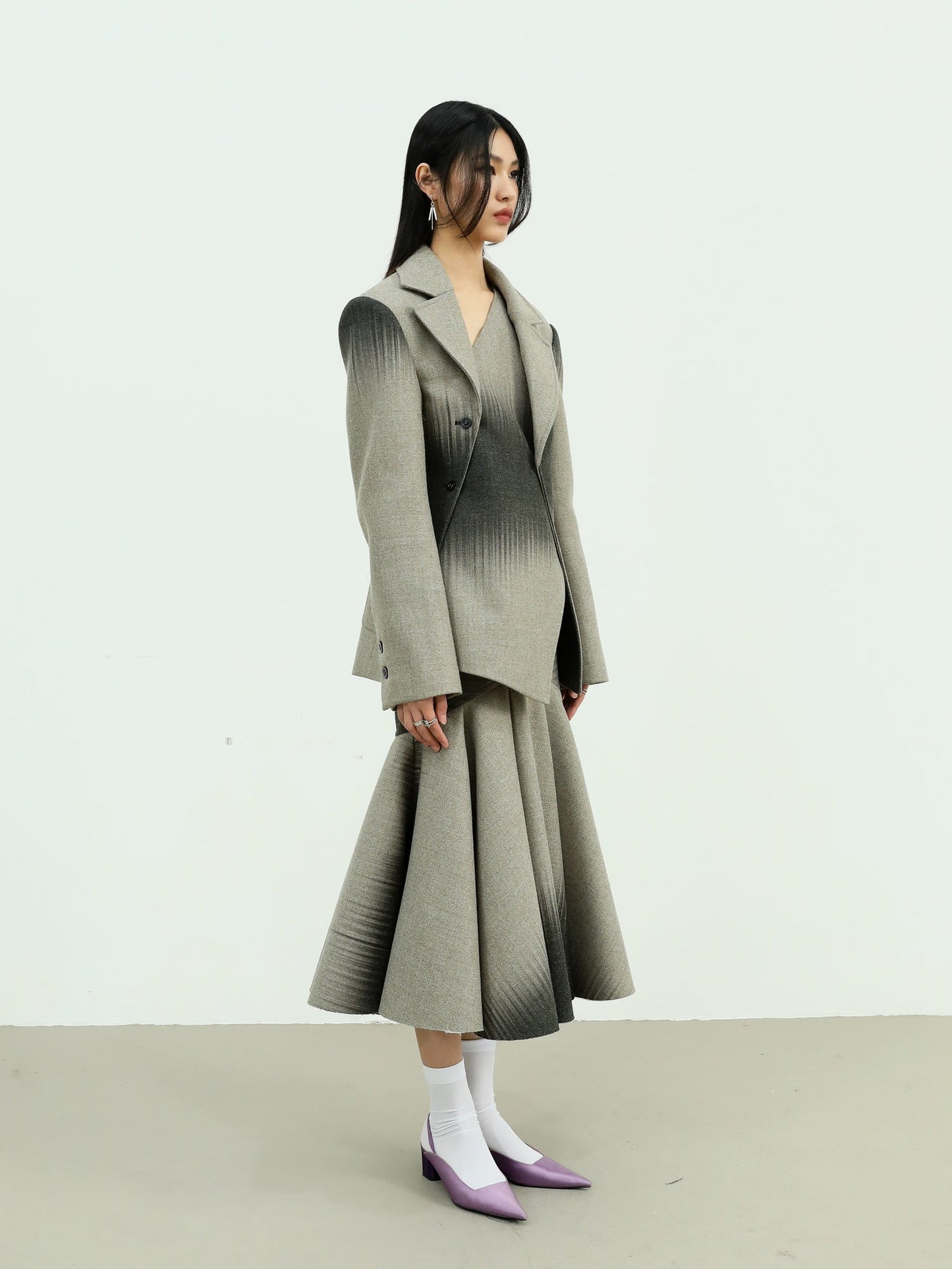 Gradient Wool Quilted Skirt