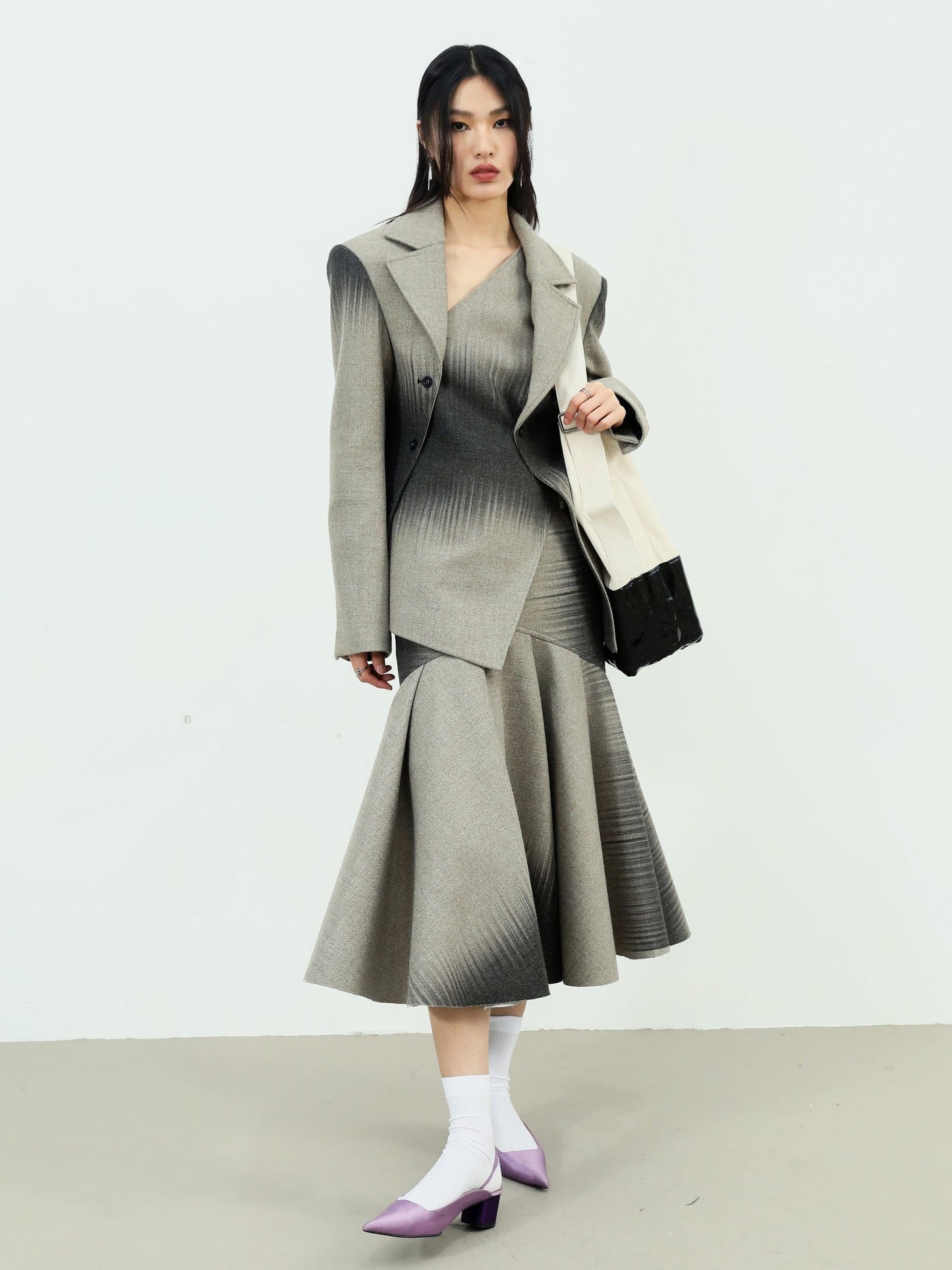 Gradient Wool Quilted Skirt