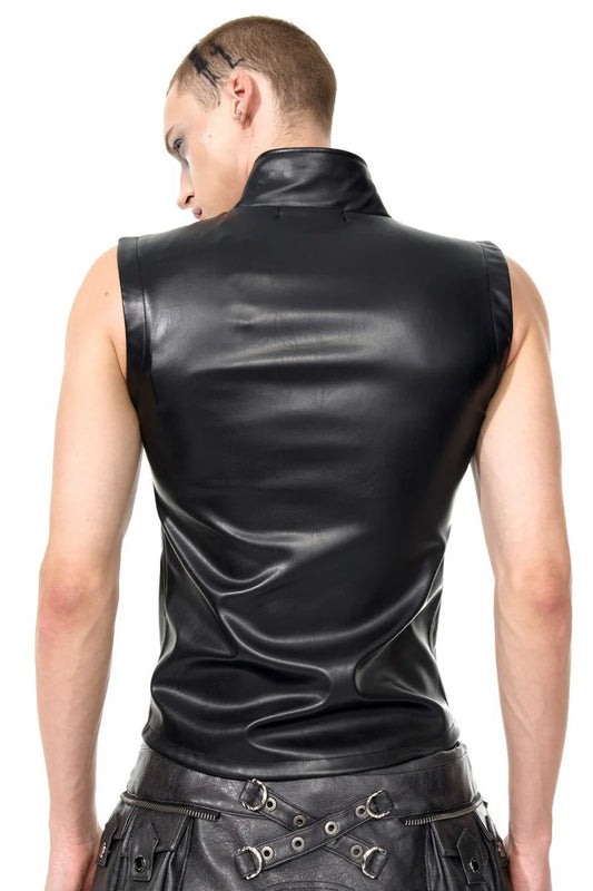 Biker Leather Fitted Vest