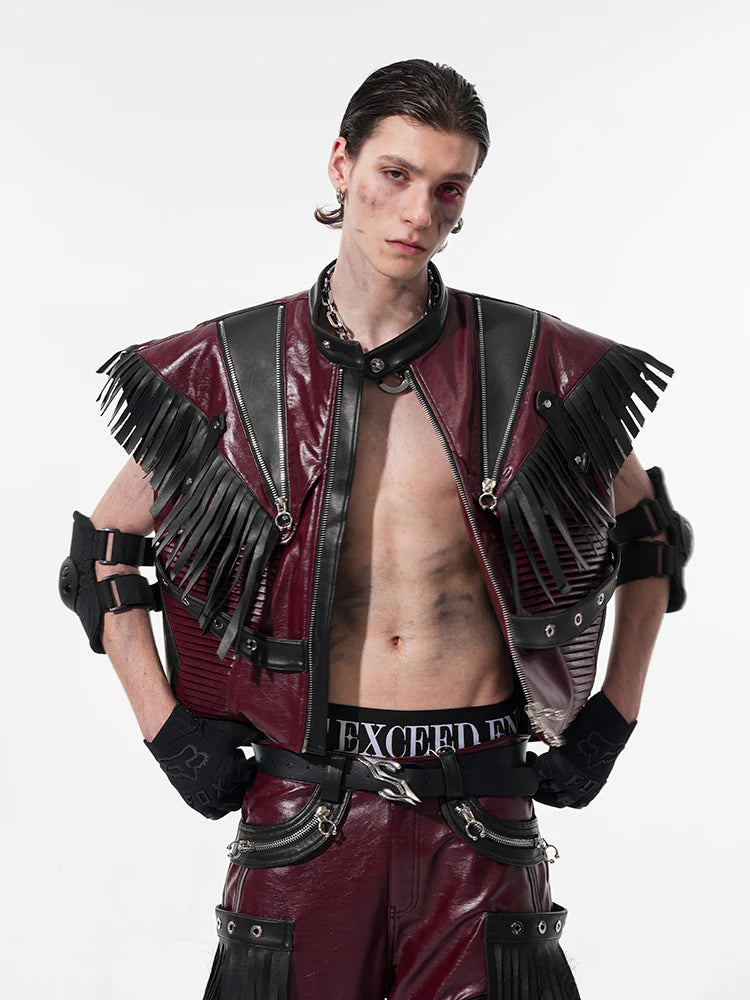 Leather Fringe Vest and Detachable Pants