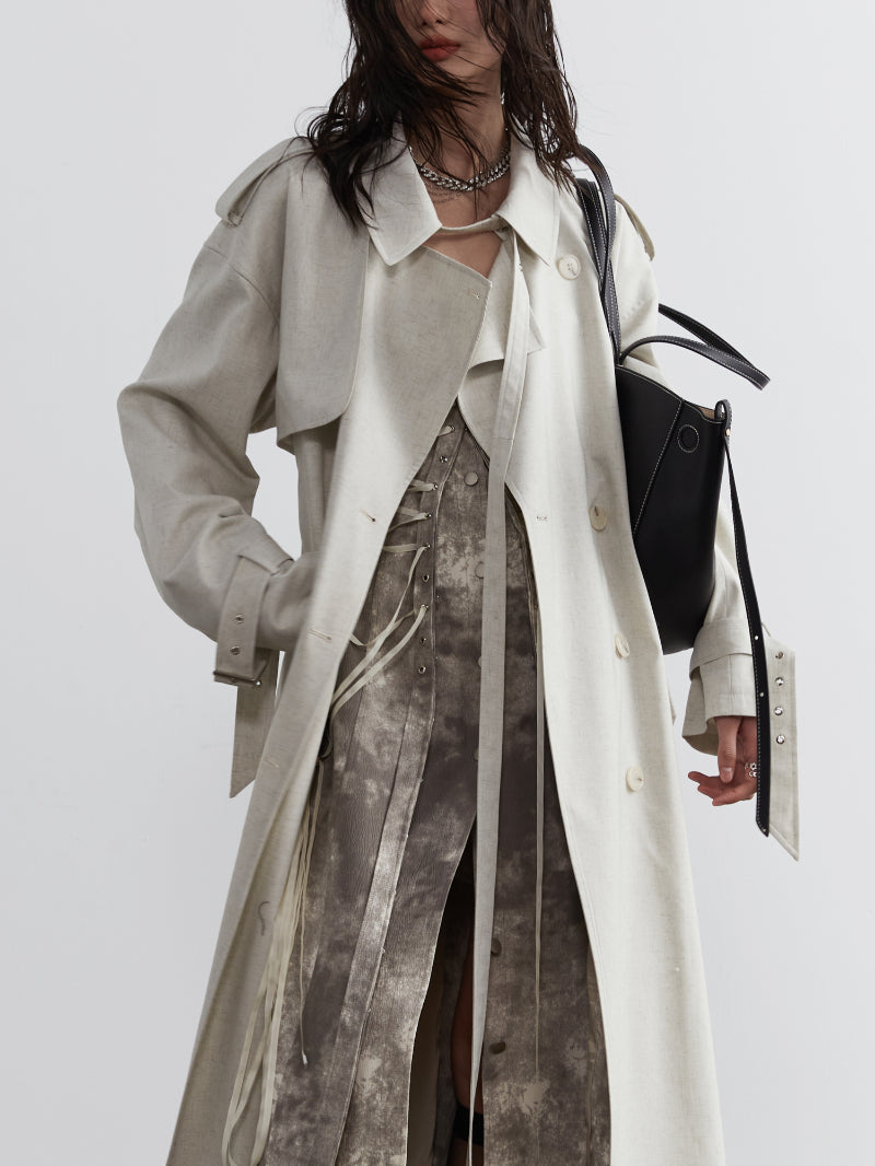 Classy Belted Button Casual Trench Coat