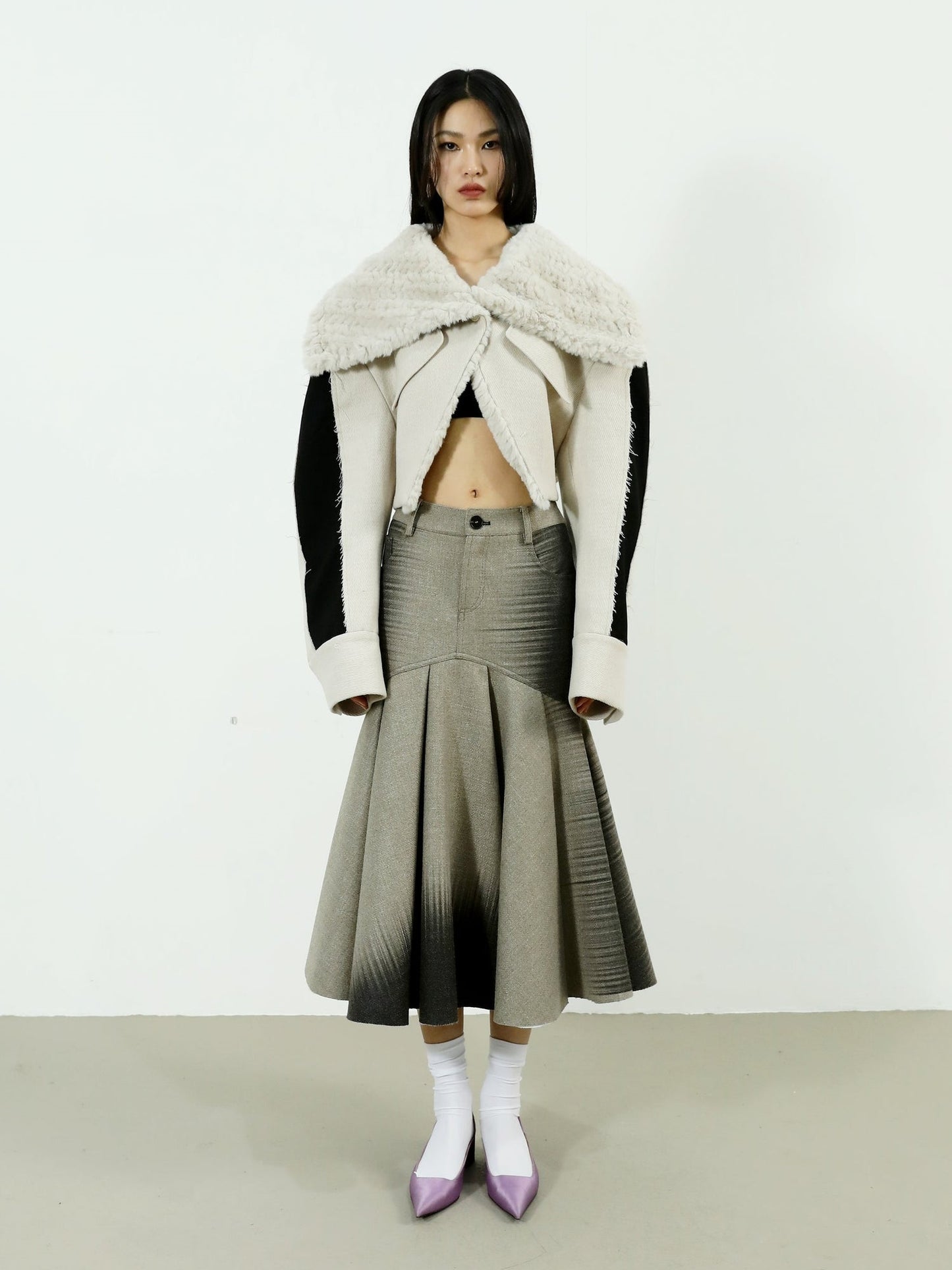 Gradient Wool Quilted Skirt