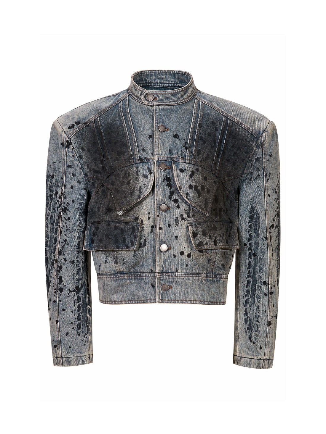 Wornout Tire Print Denim Jacket And Pant