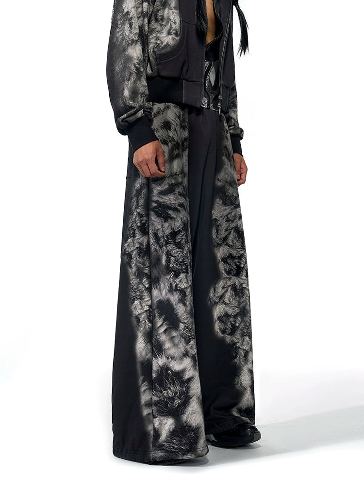 Leopard Print Niched Hoodie With Sweatpant And Shorts