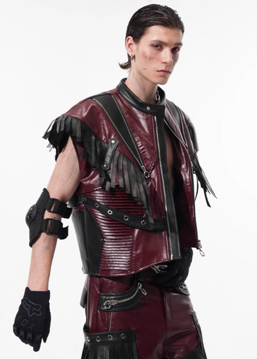 Leather Fringe Vest and Detachable Pants