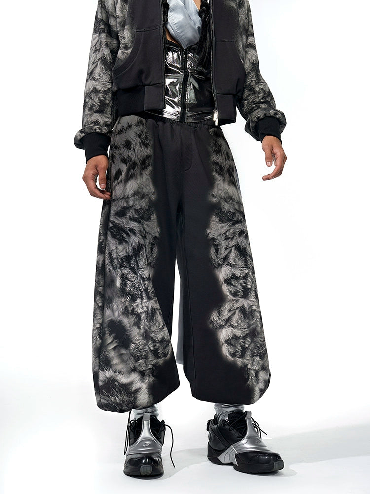 Leopard Print Niched Hoodie With Sweatpant And Shorts