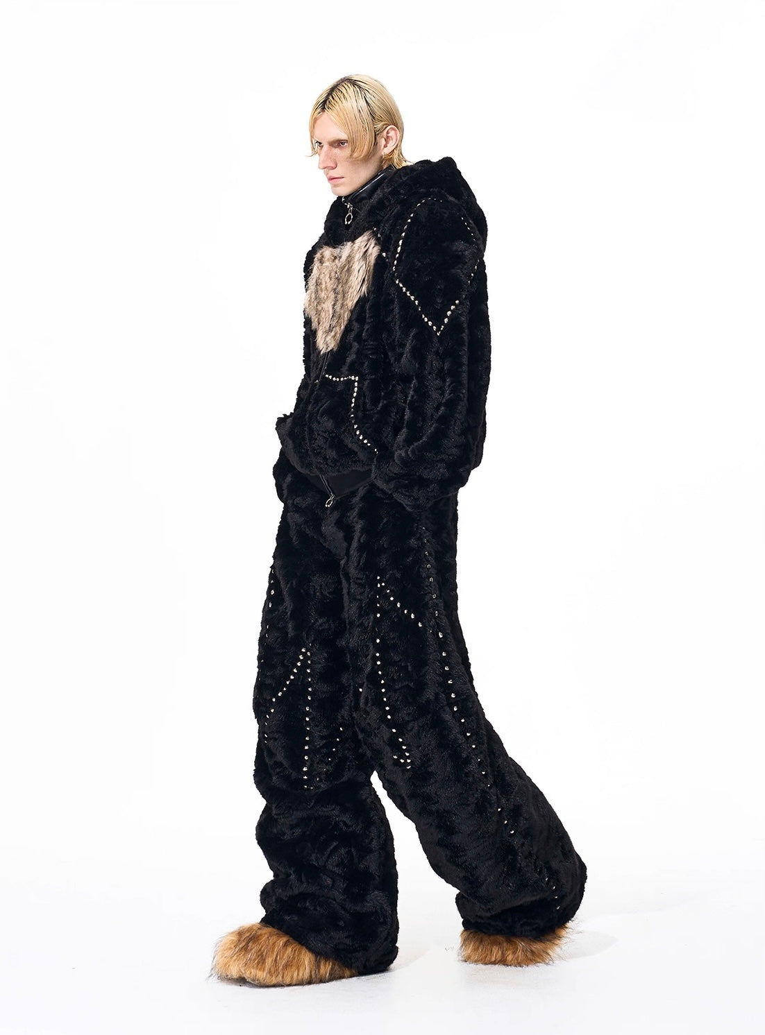 Heart Detail Fury Hooded Jacket And Pant